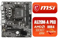 MSI A520M-A PRO AMD A520 Ryzen Socket AM4 Micro-ATX Desktop Motherboard